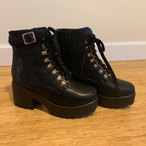 Black combat boots